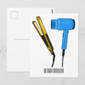 Haardroger en haarrechtse illustratie briefkaart (Voorkant / Achterkant)
