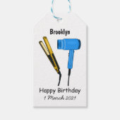 Haardroger en haarrechtse illustratie cadeaulabel (Voorkant)