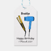 Haardroger en haarrechtse illustratie cadeaulabel (Achterkant)