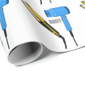 Haardroger en haarrechtse illustratie cadeaupapier (Rol Hoek)