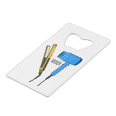 Haardroger en haarrechtse illustratie creditkaart flessenopener (Achterkant Gekanteld)