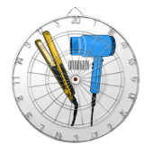 Haardroger en haarrechtse illustratie dartbord (Voorkant)