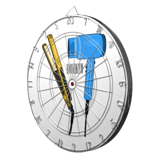 Haardroger en haarrechtse illustratie dartbord (Voorkant Rechts)