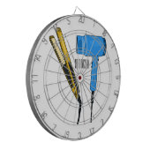 Haardroger en haarrechtse illustratie dartbord (Voorkant Links)