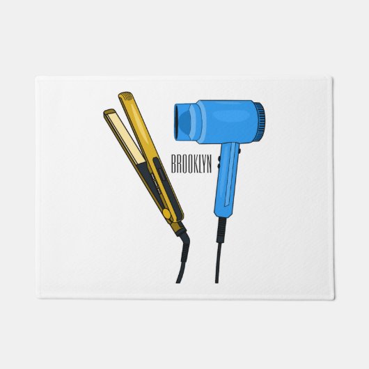 Haardroger en haarrechtse illustratie deurmat (Voorkant)