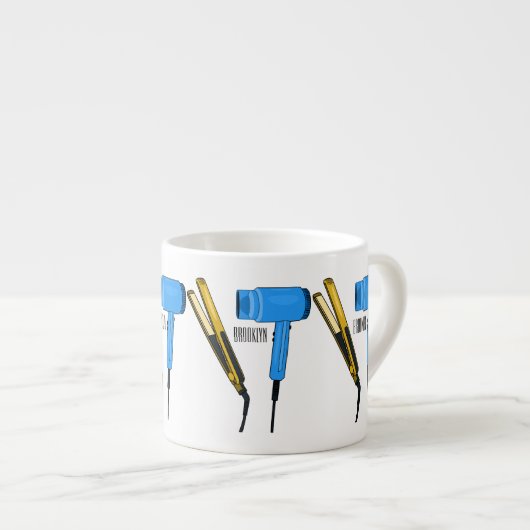 Haardroger en haarrechtse illustratie espresso kop (Voorkant rechts)