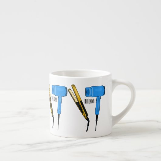 Haardroger en haarrechtse illustratie espresso kop (Rechts)