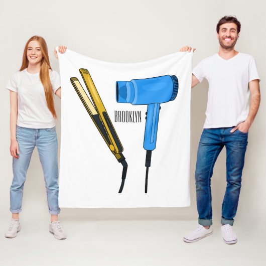 Haardroger en haarrechtse illustratie fleece deken (In situ)