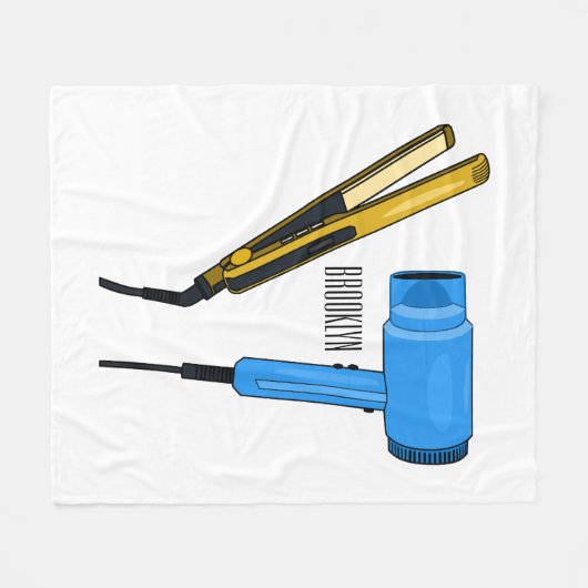 Haardroger en haarrechtse illustratie fleece deken (Voorkant (Horizontaal))