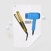 Haardroger en haarrechtse illustratie golfhanddoek (Insitu)
