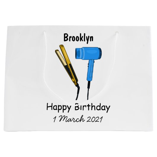 Haardroger en haarrechtse illustratie groot cadeauzakje (Voorkant)