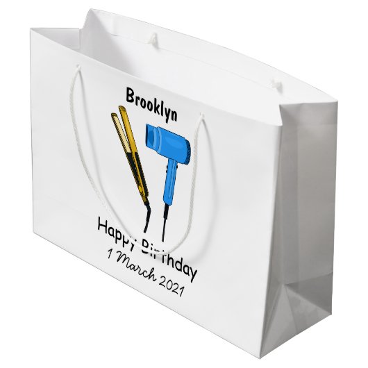 Haardroger en haarrechtse illustratie groot cadeauzakje (Achterkant Gekanteld)