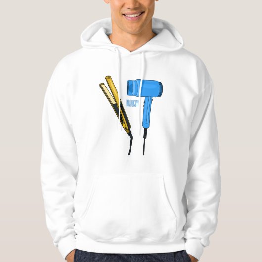 Haardroger en haarrechtse illustratie hoodie (Voorkant)