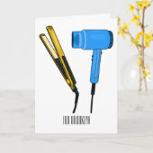 Haardroger en haarrechtse illustratie kaart (Gele Bloem)