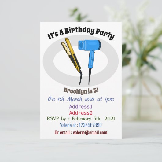 Haardroger en haarrechtse illustratie kaart (Staand voorkant)