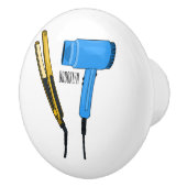 Haardroger en haarrechtse illustratie keramische knop (Rechts)