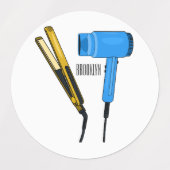 Haardroger en haarrechtse illustratie labels (Design 2)