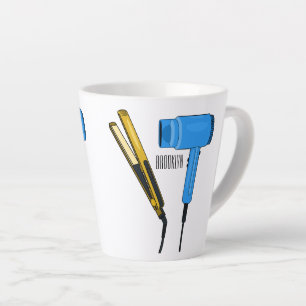 Haardroger en haarrechtse illustratie latte mok