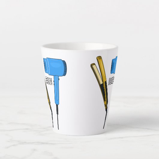 Haardroger en haarrechtse illustratie latte mok (Voorkant)