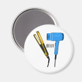 Haardroger en haarrechtse illustratie magneet (Voorkant / Achterkant)