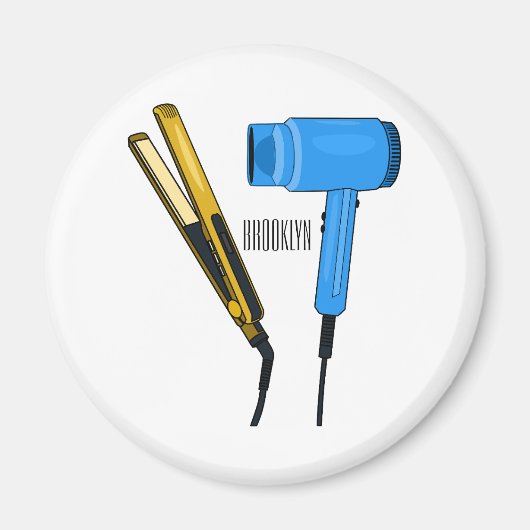Haardroger en haarrechtse illustratie magneet (Voorkant)