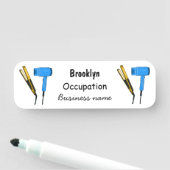 Haardroger en haarrechtse illustratie naamplaatje (In situ)