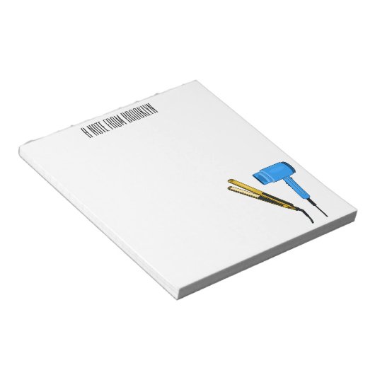 Haardroger en haarrechtse illustratie notitieblok (Schuin)