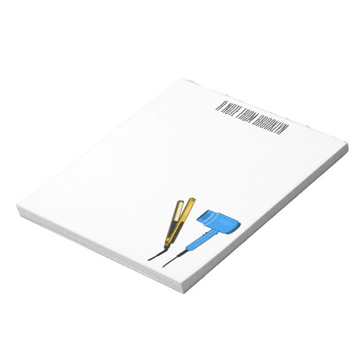 Haardroger en haarrechtse illustratie notitieblok (Linkerzijde)