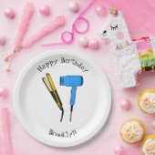 Haardroger en haarrechtse illustratie papieren bordje (Feest)