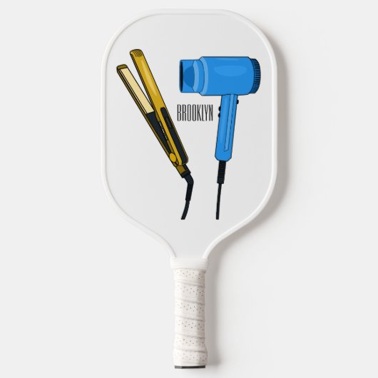 Haardroger en haarrechtse illustratie pickleball paddle (Voorkant)
