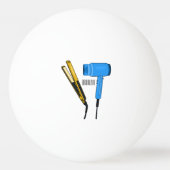 Haardroger en haarrechtse illustratie pingpongbal (Achterkant)