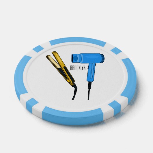 Haardroger en haarrechtse illustratie poker chips (Enkel)