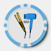 Haardroger en haarrechtse illustratie poker chips (Voorkant)