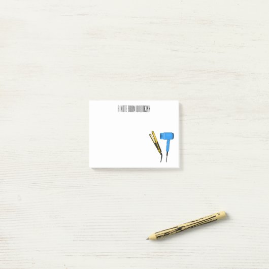 Haardroger en haarrechtse illustratie post-it® notes (Op bureau)
