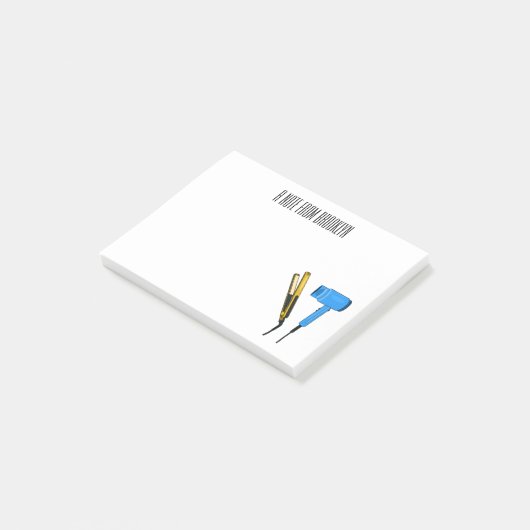 Haardroger en haarrechtse illustratie post-it® notes (Schuin)