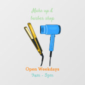 Haardroger en haarrechtse illustratie raamsticker (Vel)