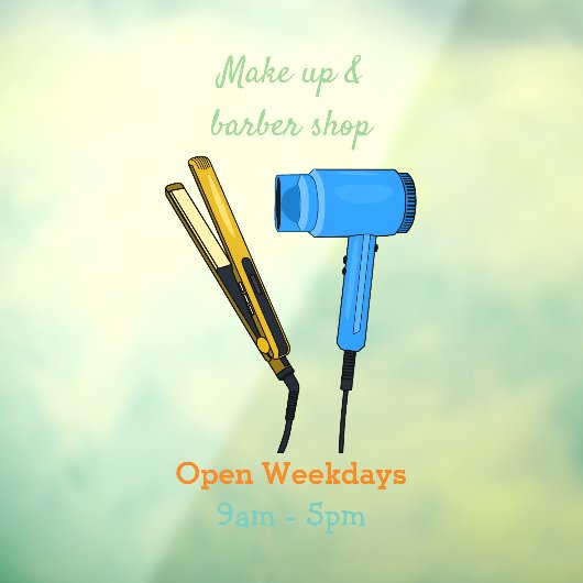 Haardroger en haarrechtse illustratie raamsticker (Vel 3)