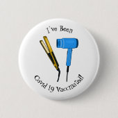 Haardroger en haarrechtse illustratie ronde button 5,7 cm (Voorkant)