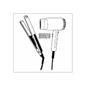 Haardroger en haarrechtse illustratie rubberstempel (Afrduk)