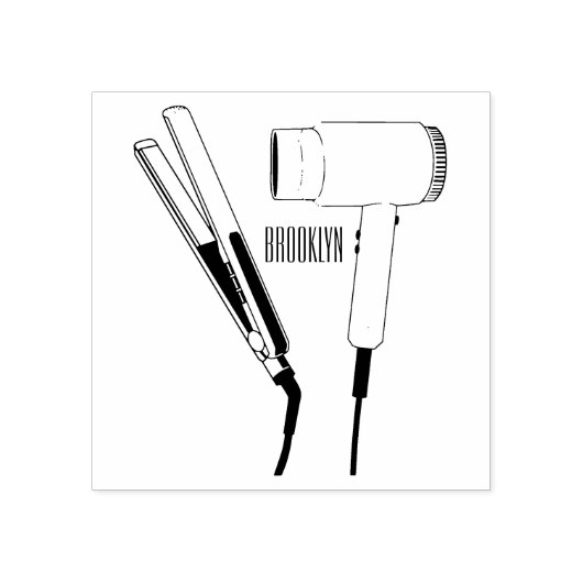 Haardroger en haarrechtse illustratie rubberstempel (Afrduk)