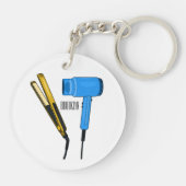 Haardroger en haarrechtse illustratie sleutelhanger (Achterkant)