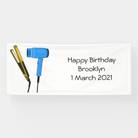 Haardroger en haarrechtse illustratie spandoek (Horizontaal)