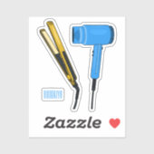 Haardroger en haarrechtse illustratie sticker (Vel)