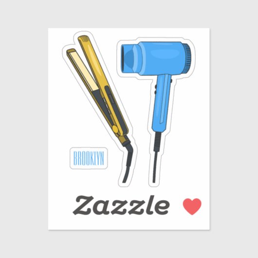 Haardroger en haarrechtse illustratie sticker (Vel)