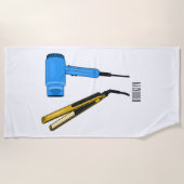 Haardroger en haarrechtse illustratie strandlaken (Voorkant)