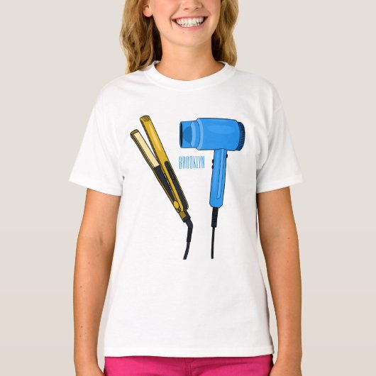 Haardroger en haarrechtse illustratie t-shirt (Voorkant)