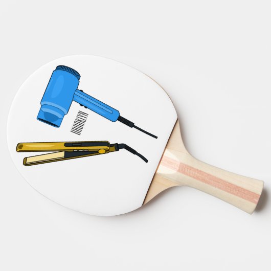 Haardroger en haarrechtse illustratie tafeltennisbatje (Zijkant)