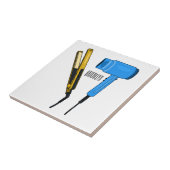 Haardroger en haarrechtse illustratie tegeltje (Zijkant)