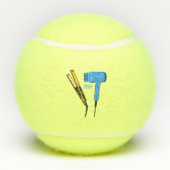 Haardroger en haarrechtse illustratie tennisballen (Achterkant)