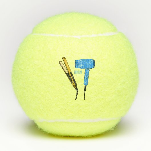 Haardroger en haarrechtse illustratie tennisballen (Voorkant)